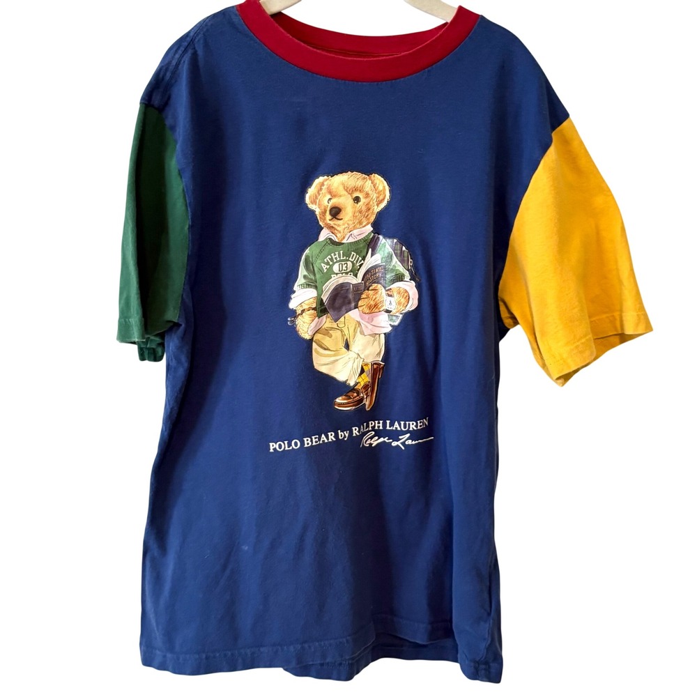 Polo Ralph Lauren Kids' Colorblock Polo Bear Tee in Size M